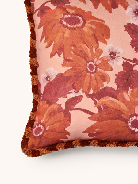 Marigold Rose Linen Cushion