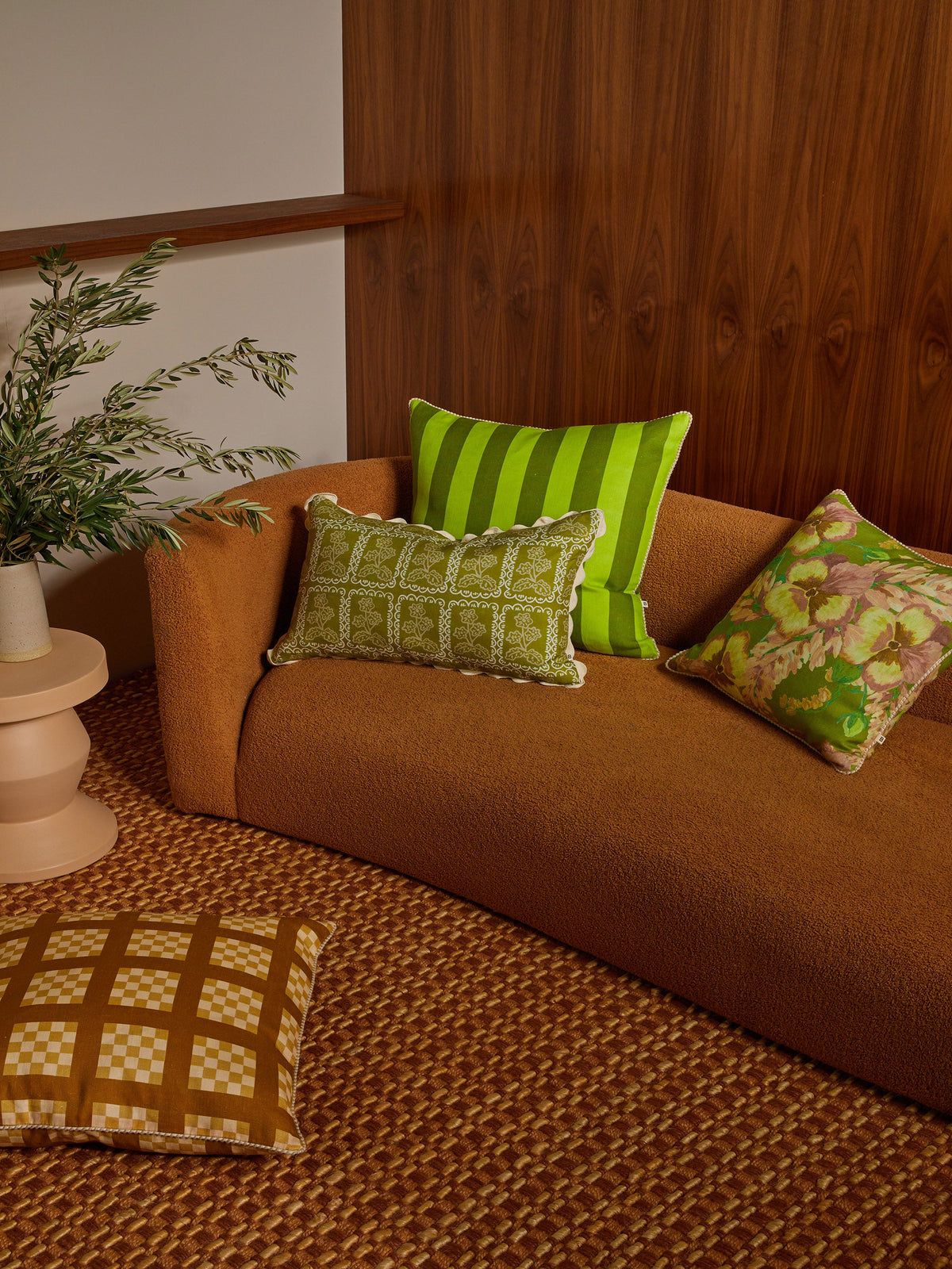 Mountain Floral Citrine Linen Cushion