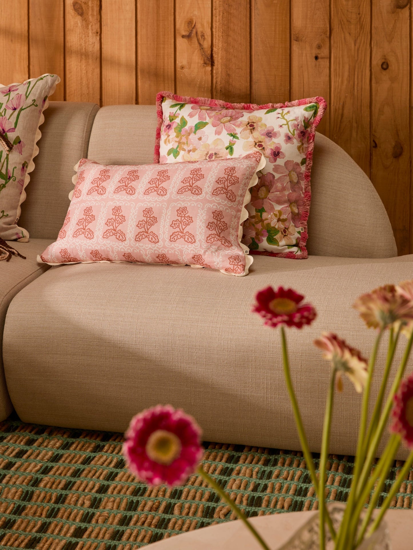 Martine Pink Linen Cushion