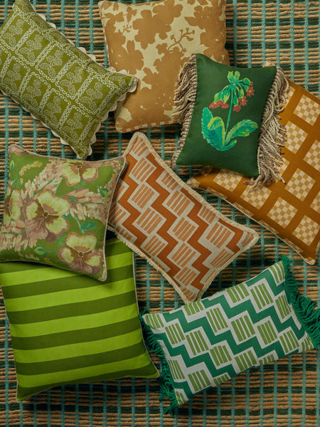 Mountain Floral Citrine Linen Cushion