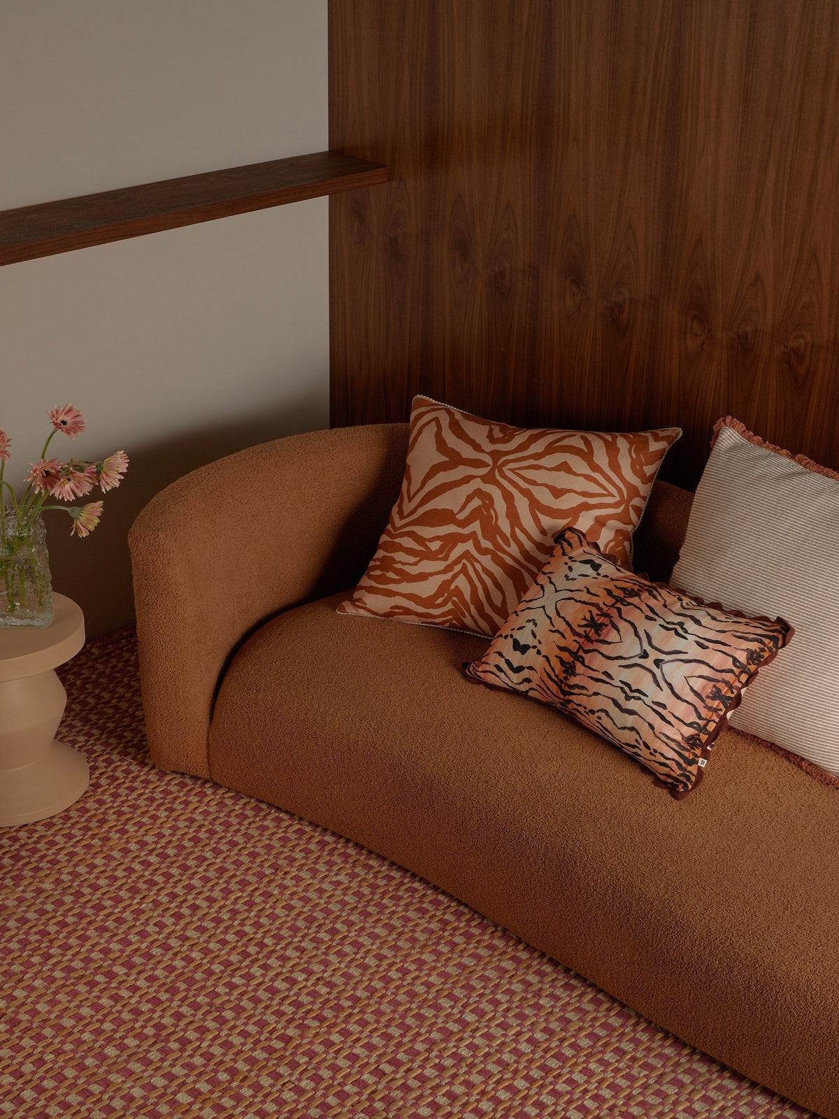 Zebra Tan Linen Cushion