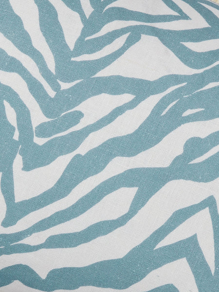 Zebra Blue Linen Cushion