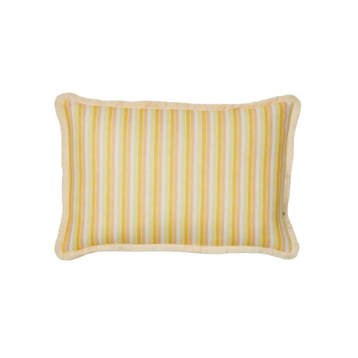 Garden Stripe Yellow Linen Cushion