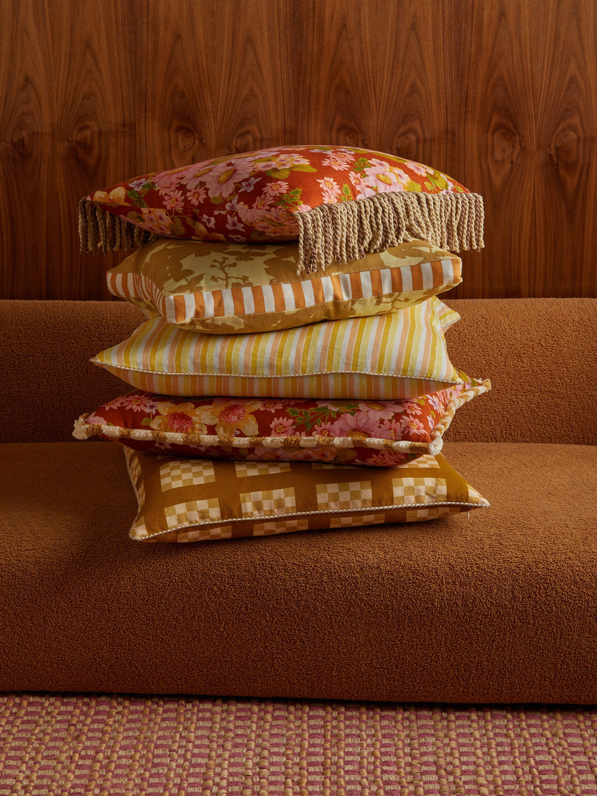 Lattice Wheat Linen Cushion