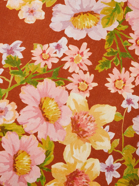 Buttercup Rust Linen Cushion
