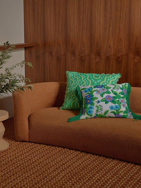 Summer Patch Blue Linen Cushion