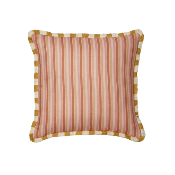 Garden Stripe Pink Linen Cushion