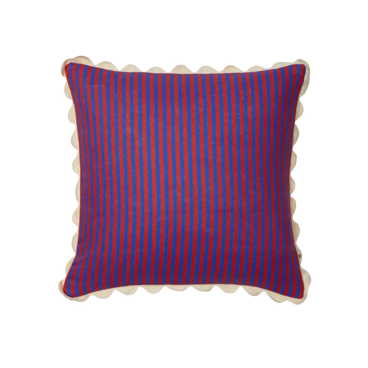 Pinstripe Red Blue Linen Cushion