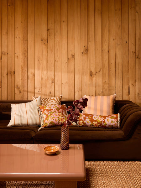 Zebra Tan Linen Cushion