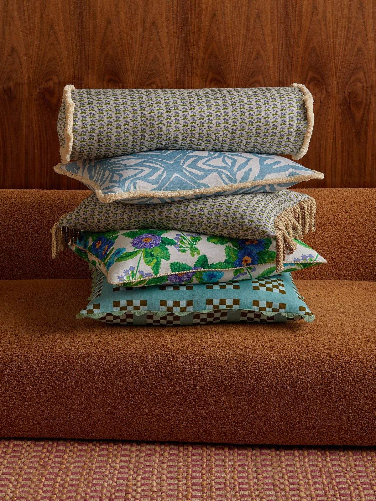 Zebra Blue Linen Cushion