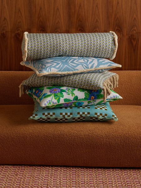 Zebra Blue Linen Cushion