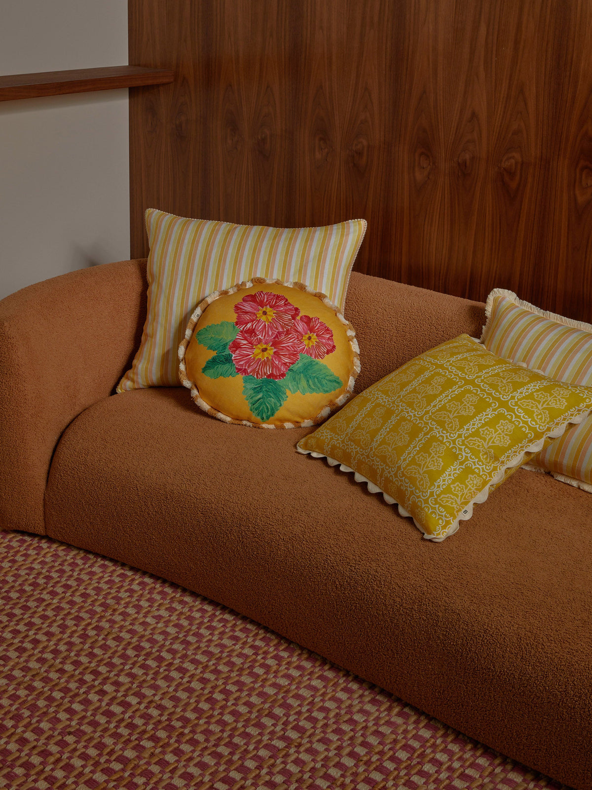 Garden Stripe Yellow Linen Cushion