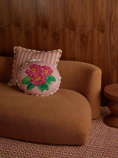 Garden Stripe Pink Linen Cushion