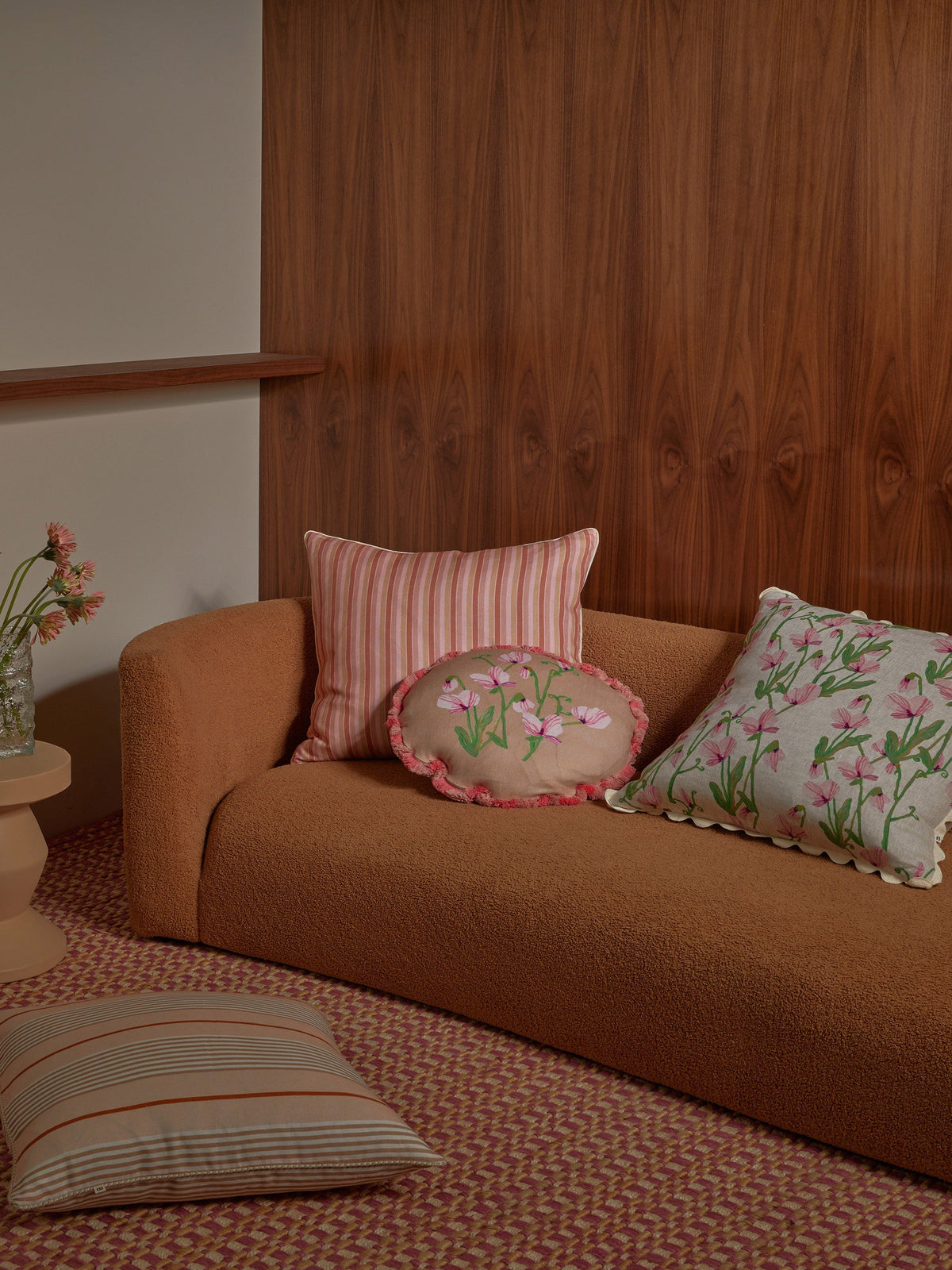Sweet Pea Buff Linen Cushion
