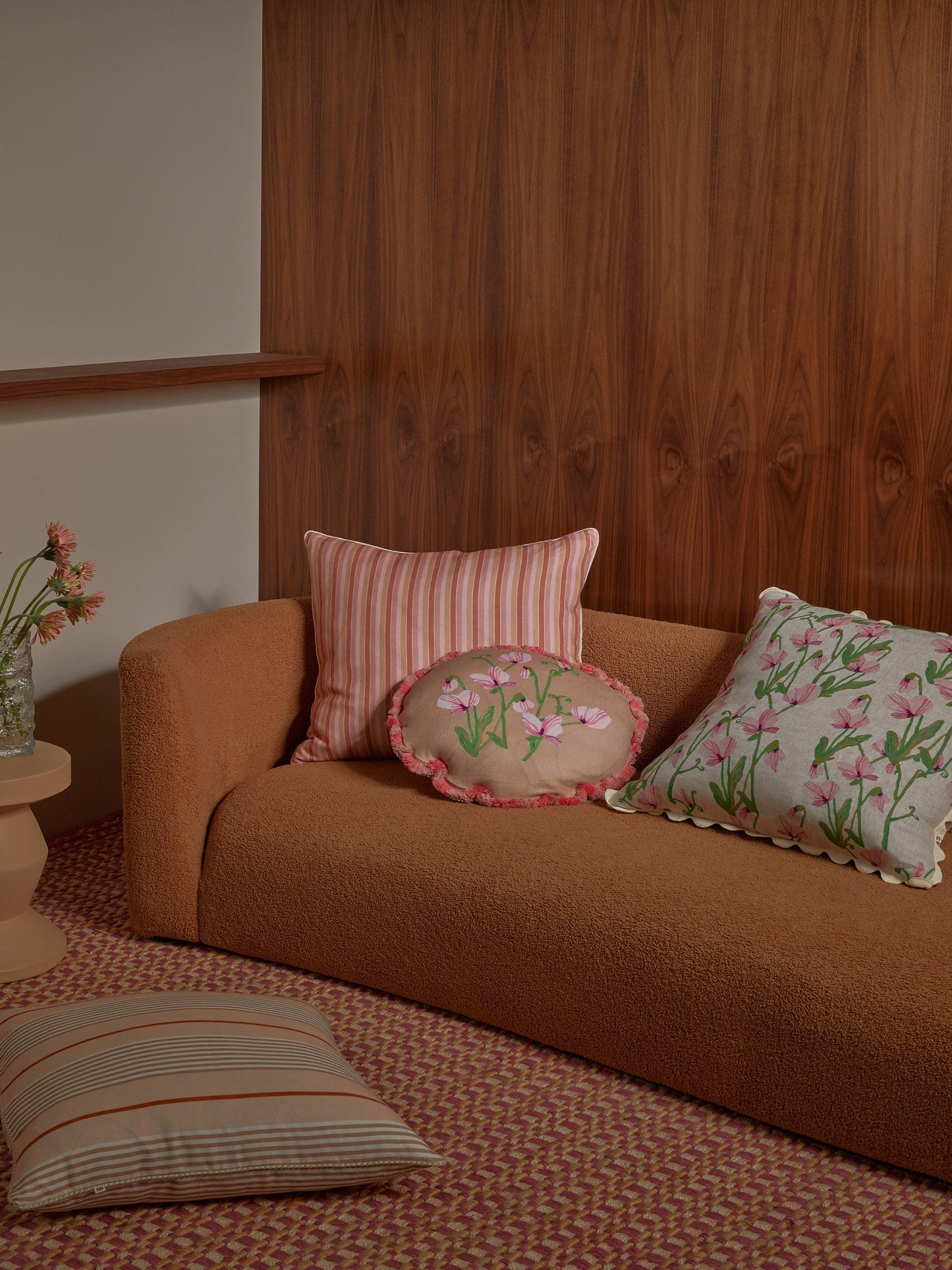 Sweet Pea Buff Linen Cushion