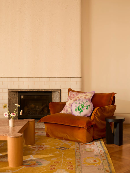 Sweet Pea Lilac Linen Cushion