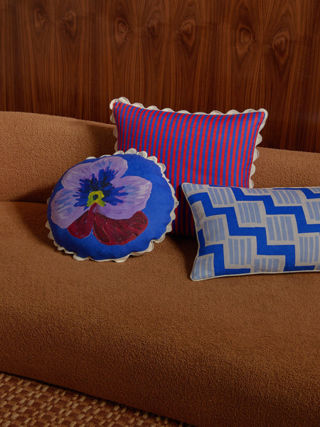 Pansy Klein Blue Linen Cushion