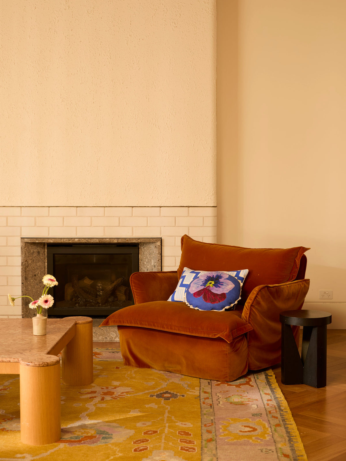 Pansy Klein Blue Linen Cushion