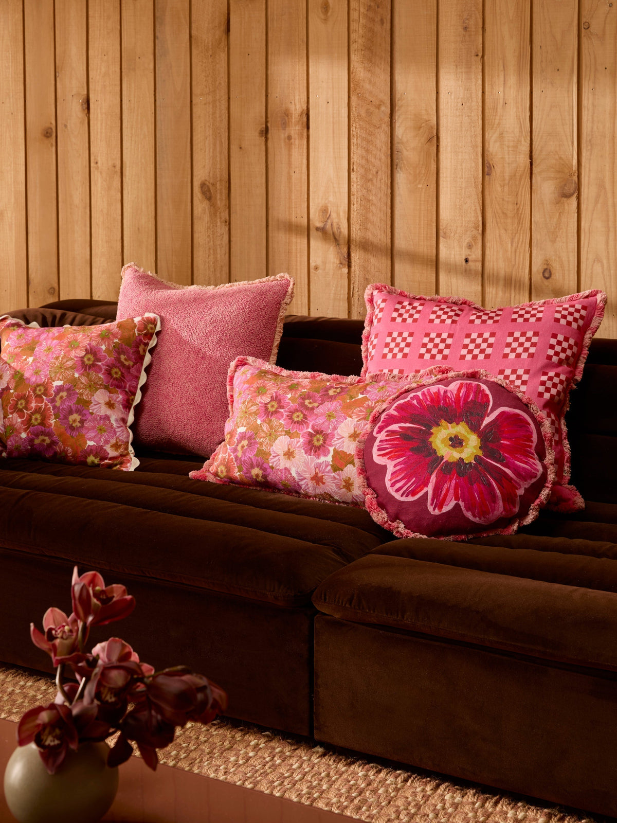 Floriana Pink Linen Cushion