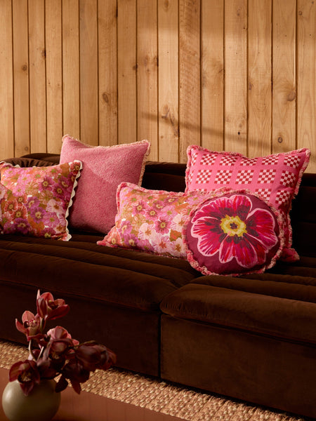 Floriana Pink Linen Cushion