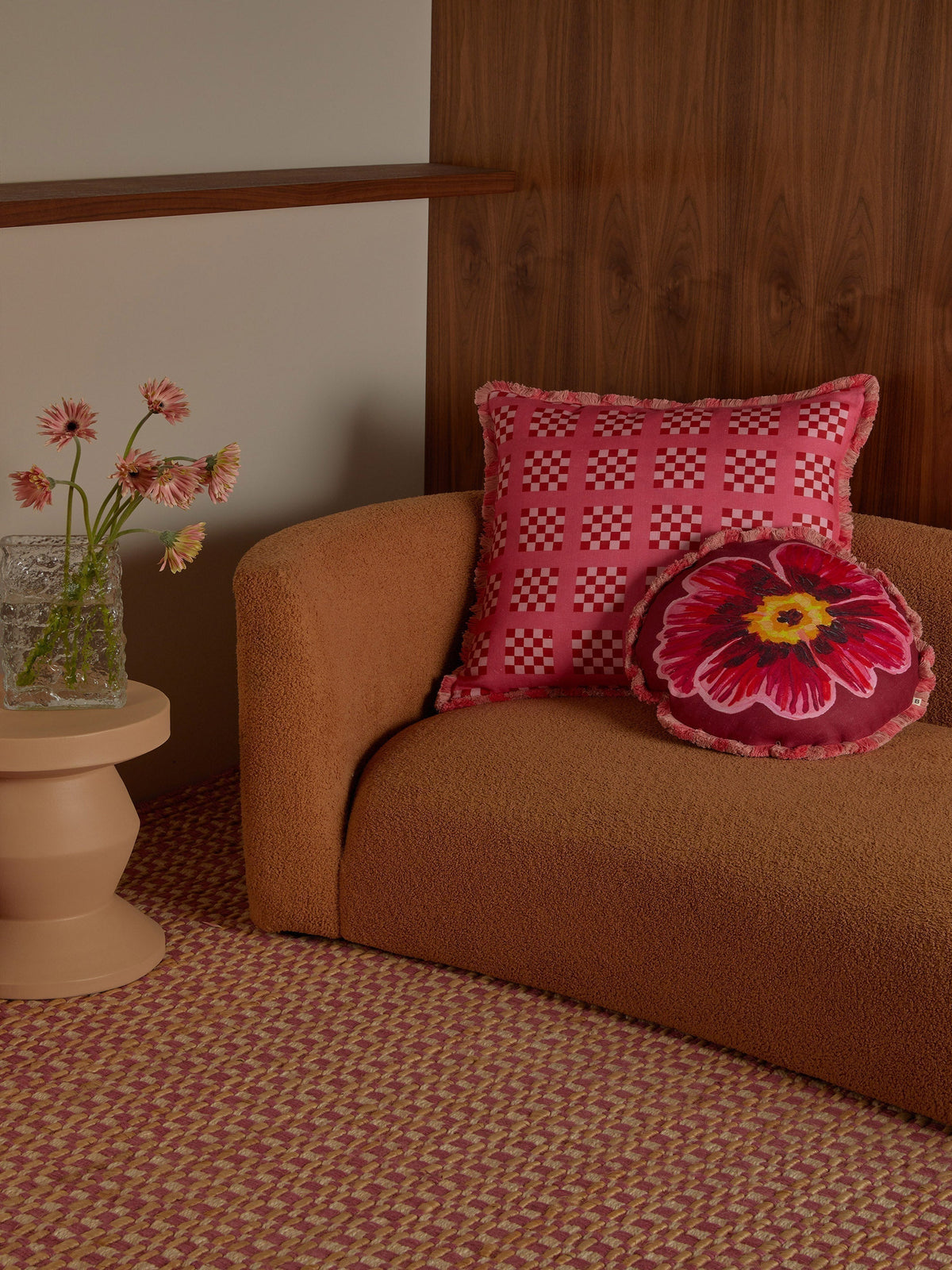 Floriana Pink Linen Cushion