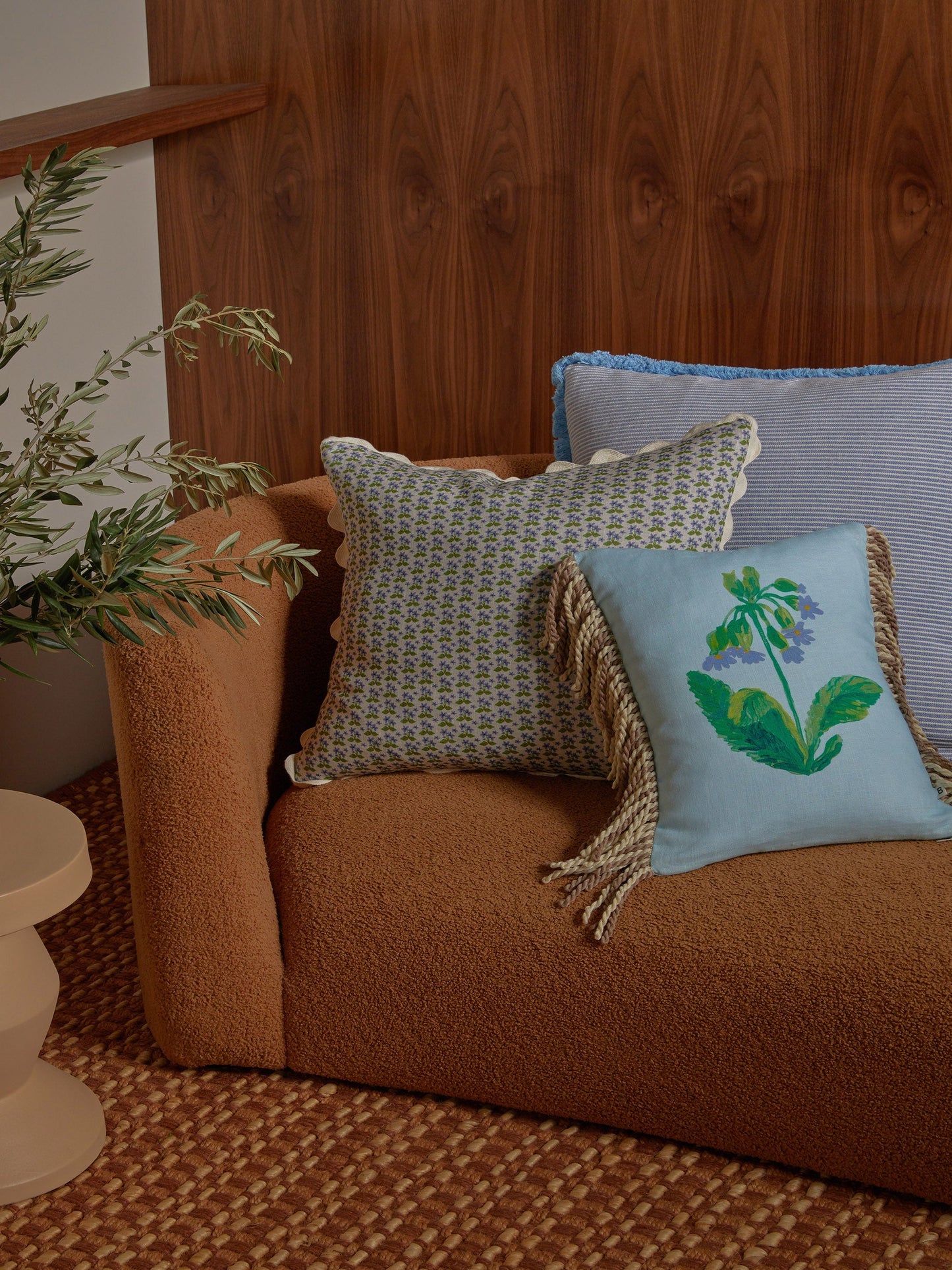 Lea Blue Linen Cushion