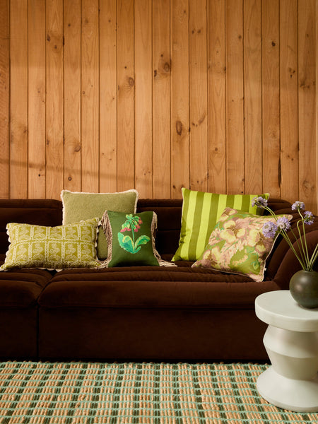 Bold Stripe Citron Linen Cushion