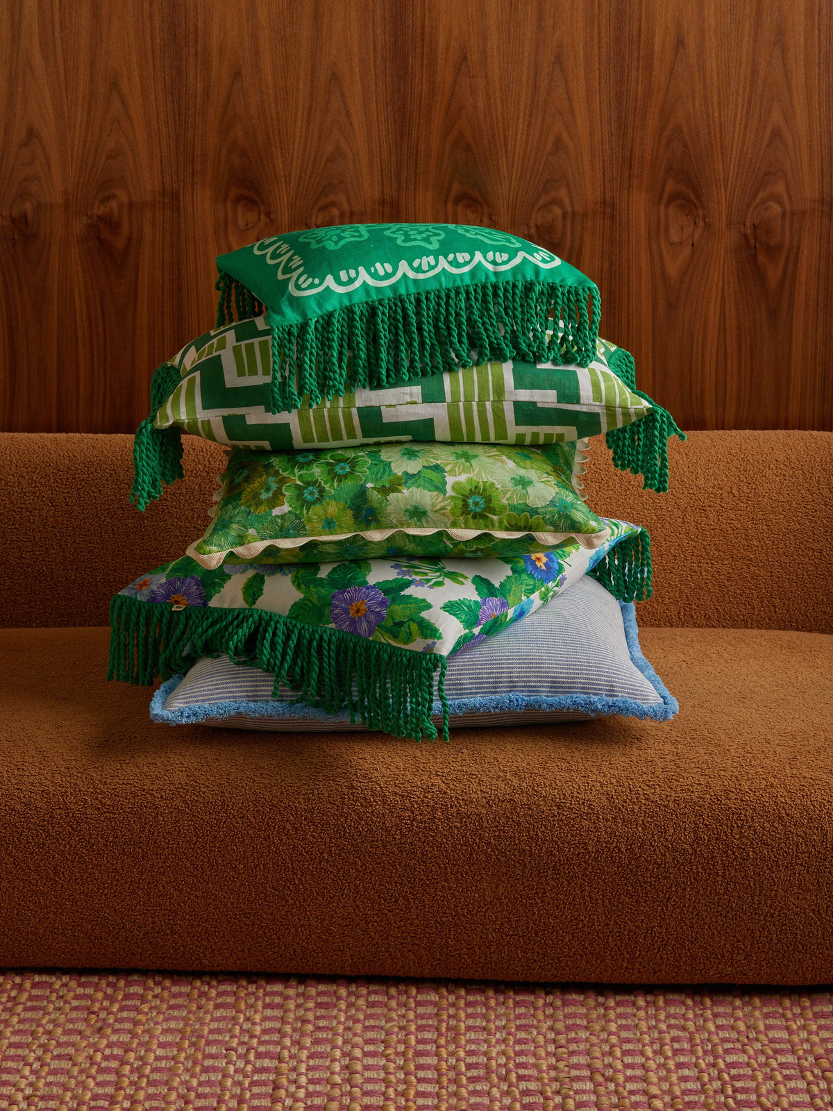 Martine Mini Green Linen Cushion