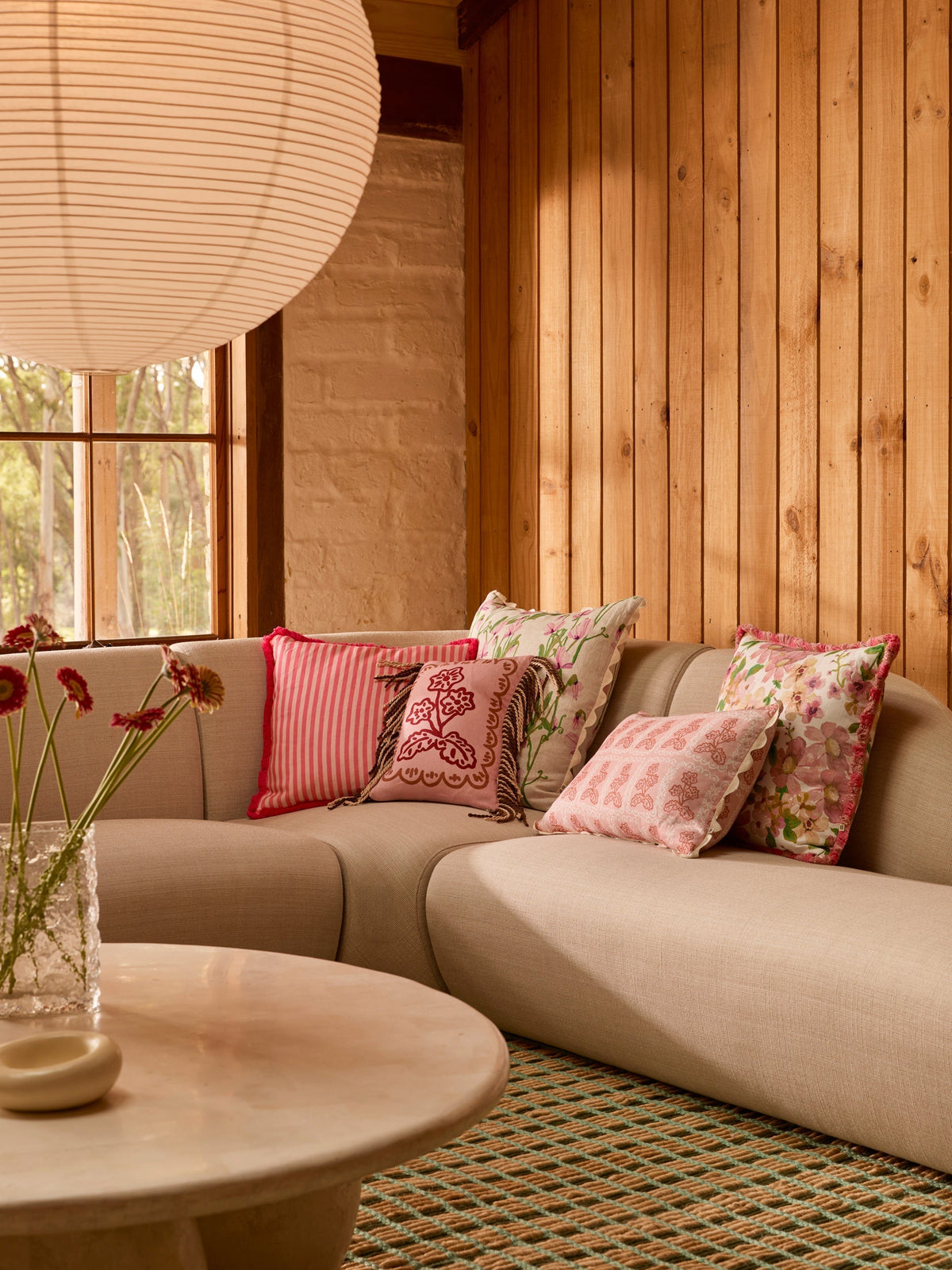 Martine Pink Linen Cushion