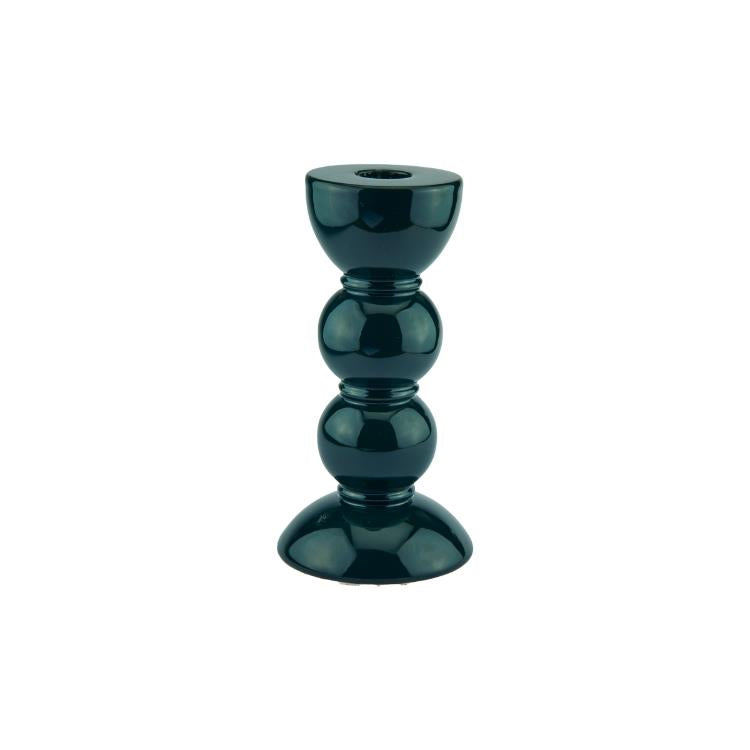 Medium Racing Green Bobbin Candlestick- 14cm-