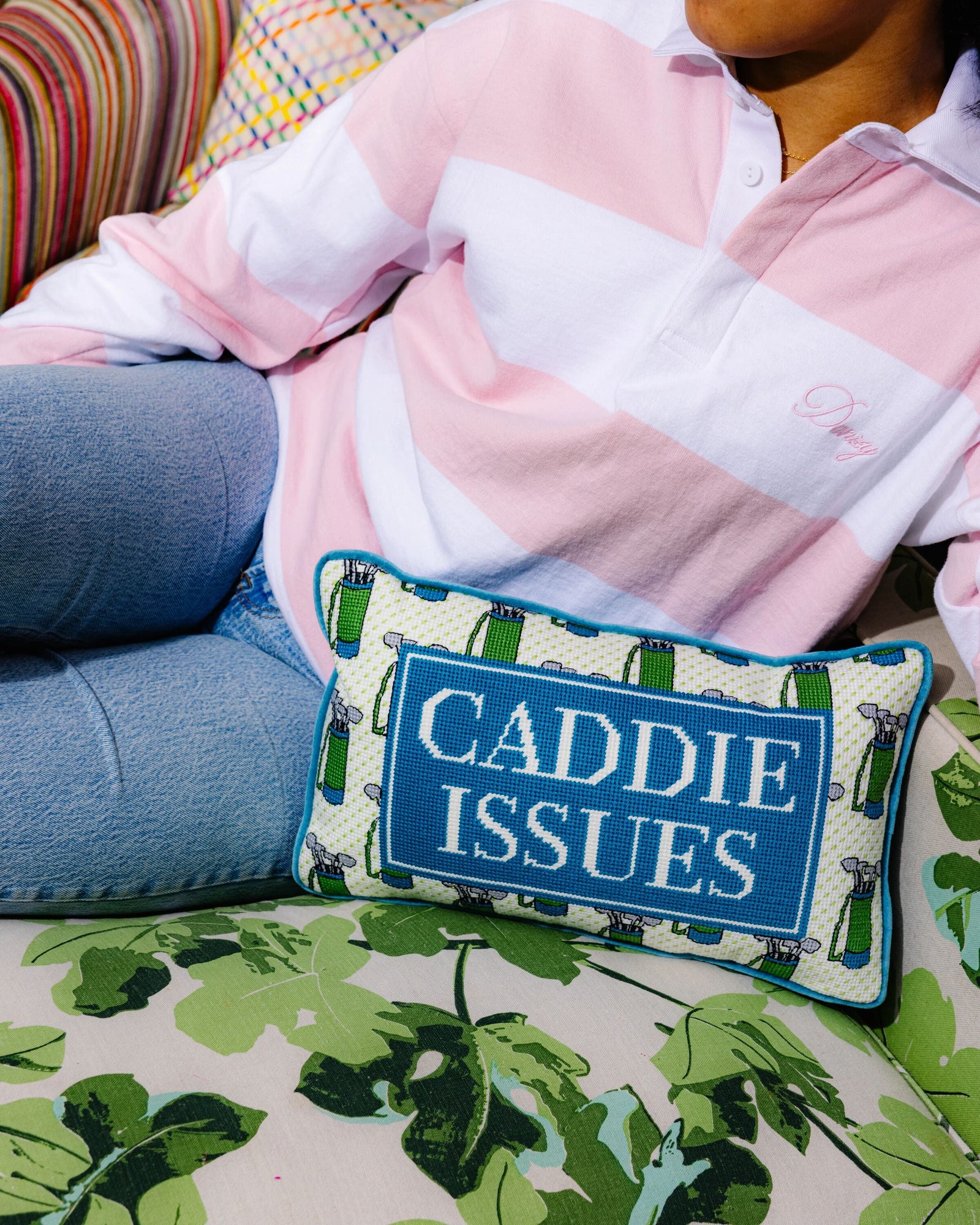 Caddie Issues Needlepoint Pillow - Furbish Studio