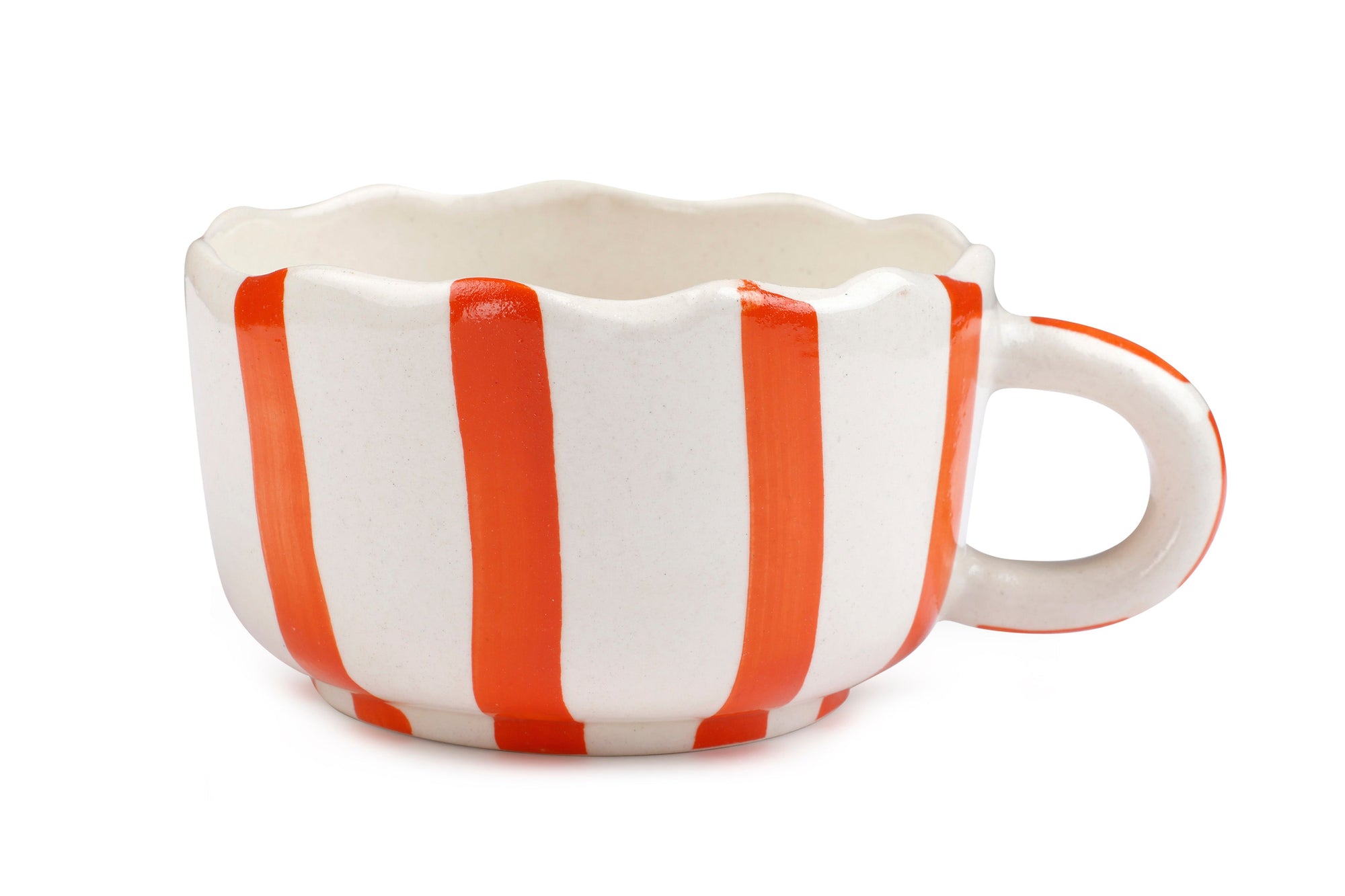Ceramic Wavy Orange Coffee Cup , 2.9 x 3.9 Inches (SET OF 2)