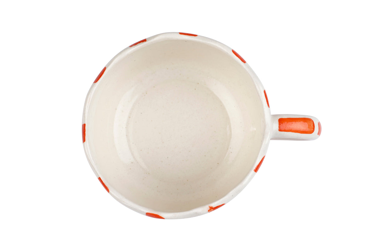 Ceramic Wavy Orange Coffee Cup, 2.9x3.9 Inches Set of 2 - Casa Amarosa