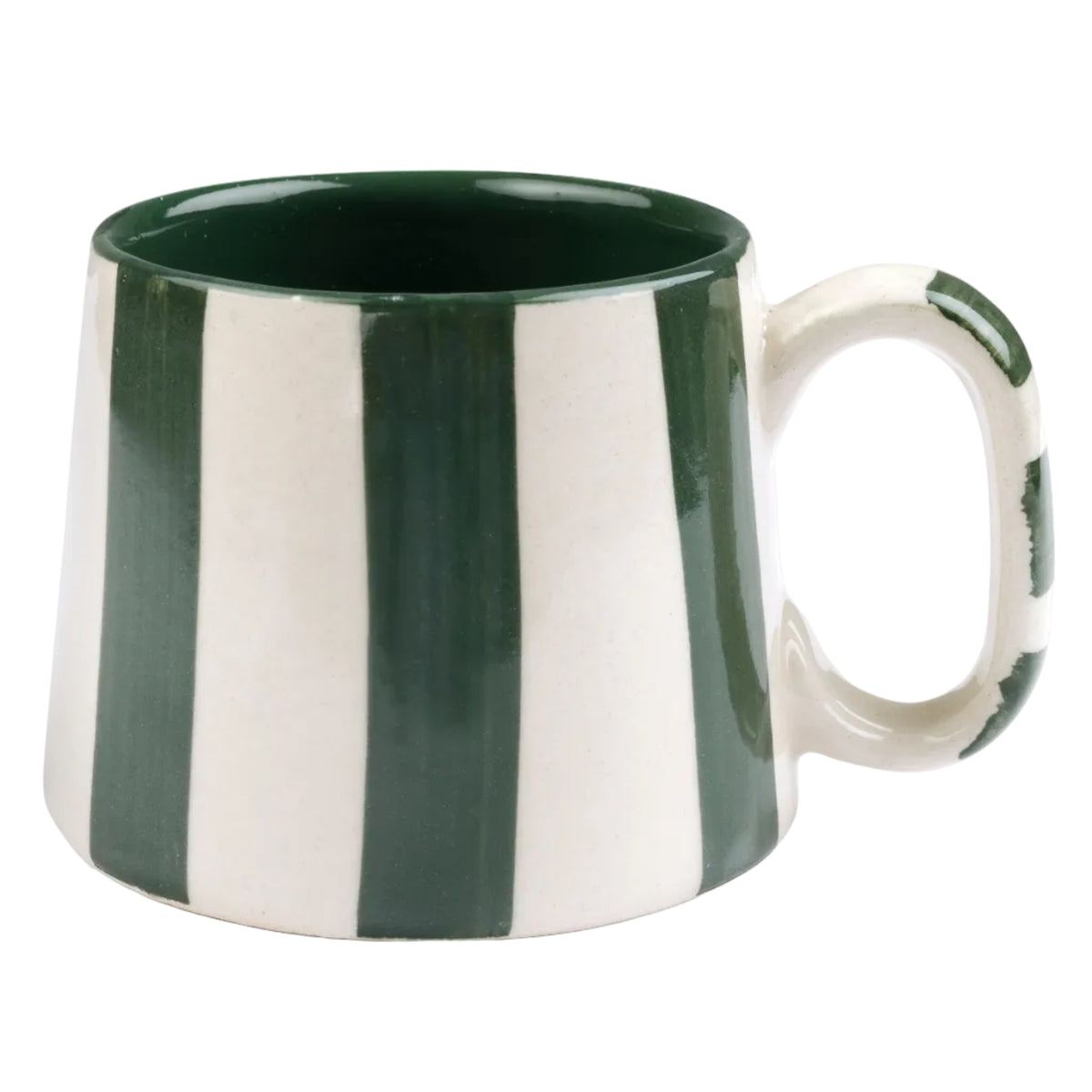 Ceramic Olive Stripe Coffee Cup, 220ml Set of 4 - Casa Amarosa
