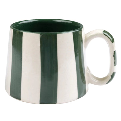 Ceramic Olive Stripe Coffee Cup, 220ml Set of 4 - Casa Amarosa