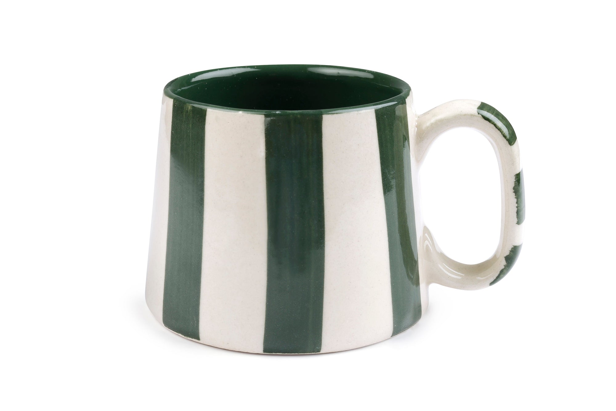 Ceramic Olive Stripe Coffee Cup - 220ml (SET OF 4)