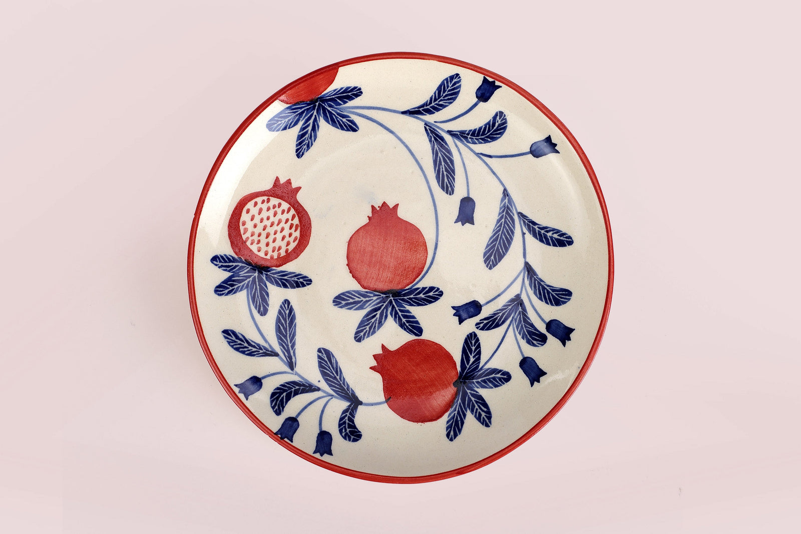 Indian Anaar Plate, Red- 7x1 Inches (Set of 4)