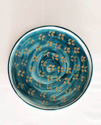 CERAMIC PETROL SERVING PLATTER WITH LEAFS