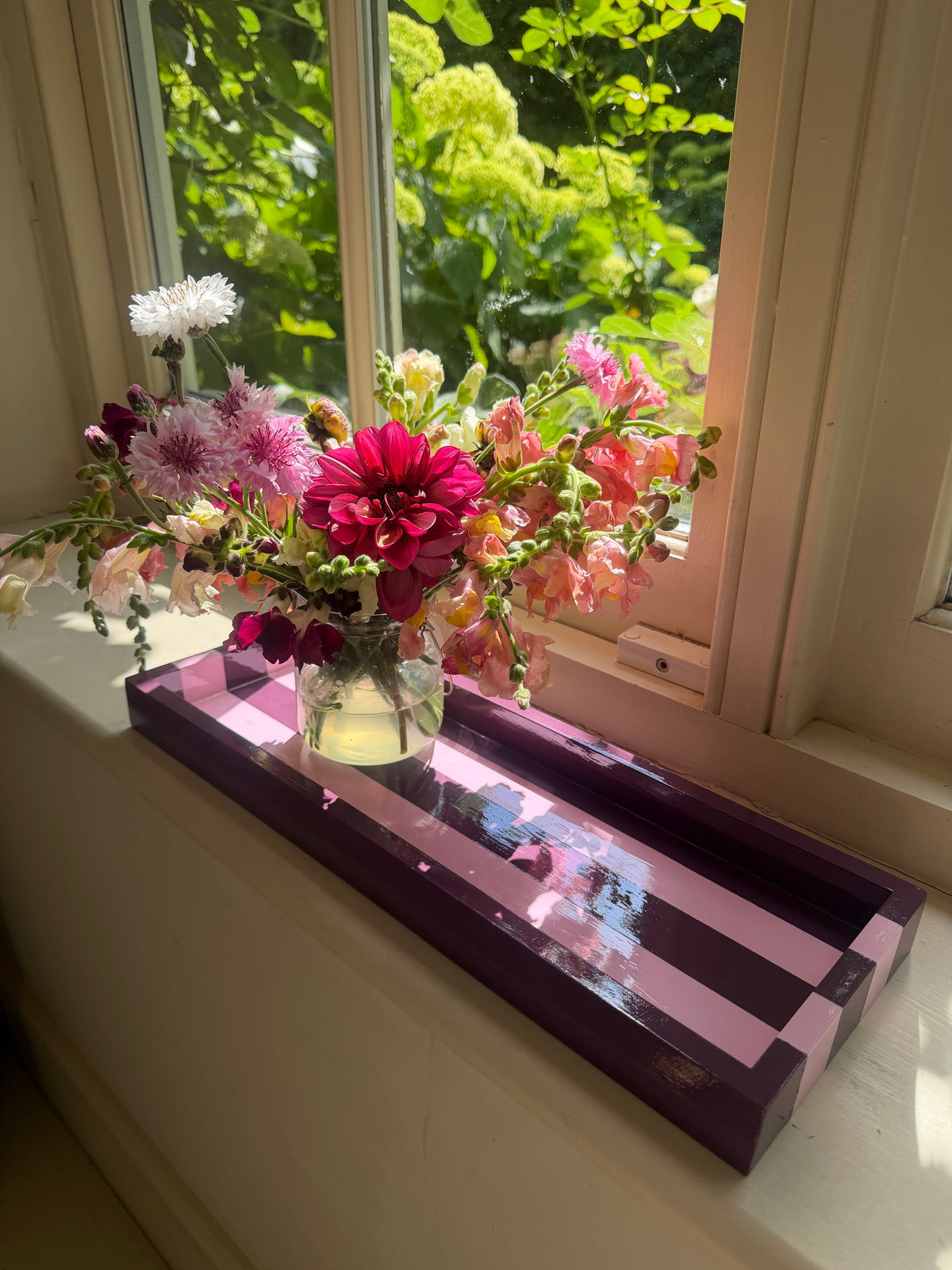Mulberry & Blush Pink Striped Tray