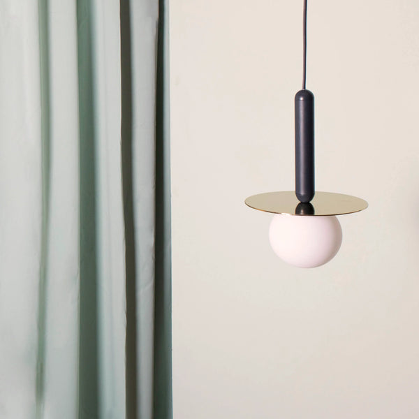 Charcoal grey plate pendant light
