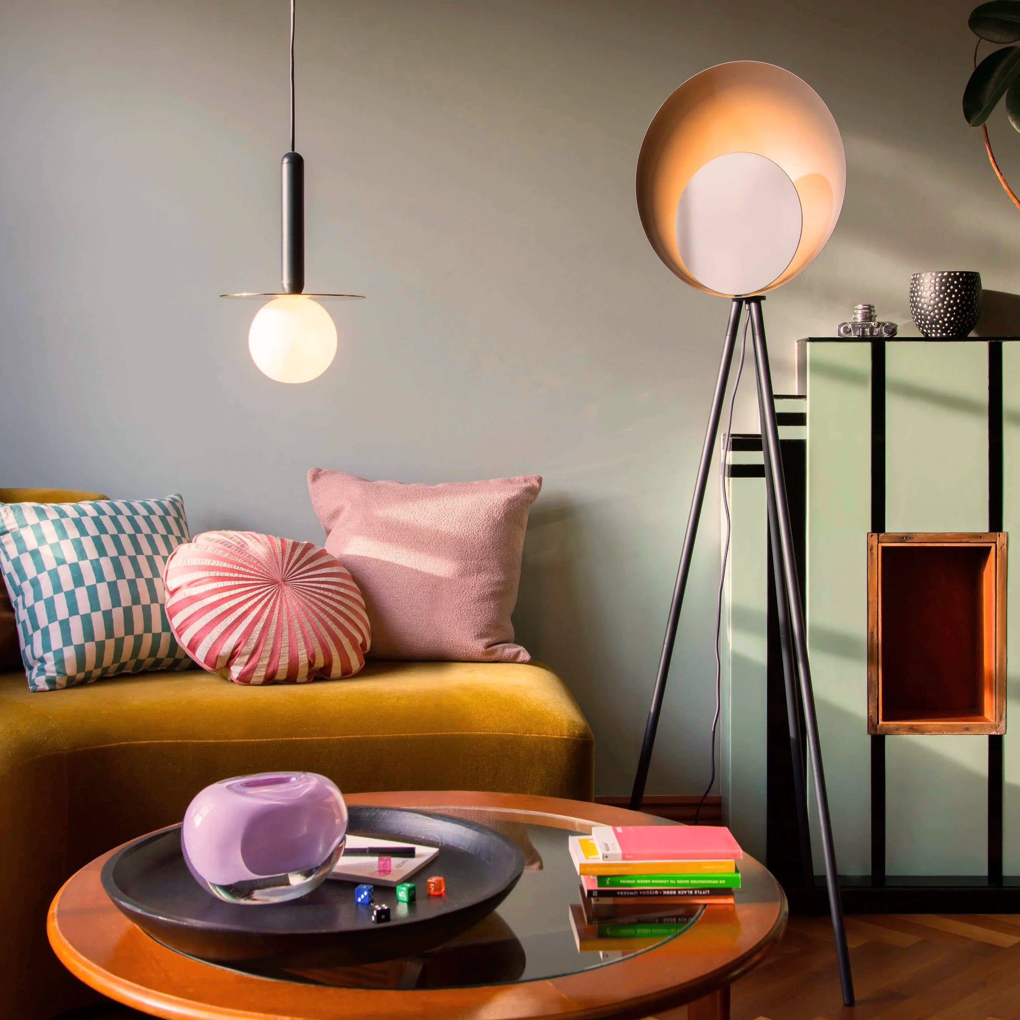 Charcoal grey plate pendant light
