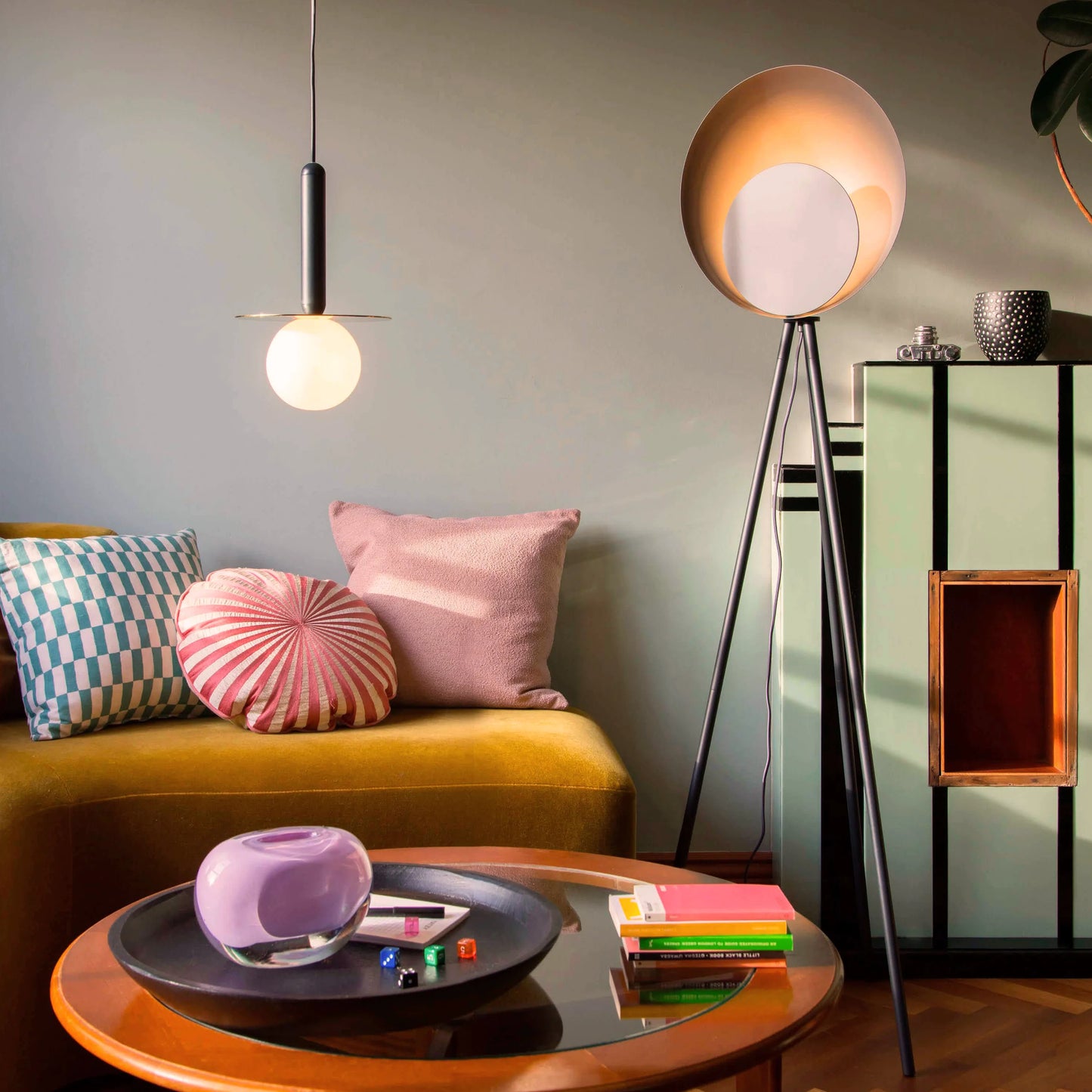 Charcoal grey plate pendant light