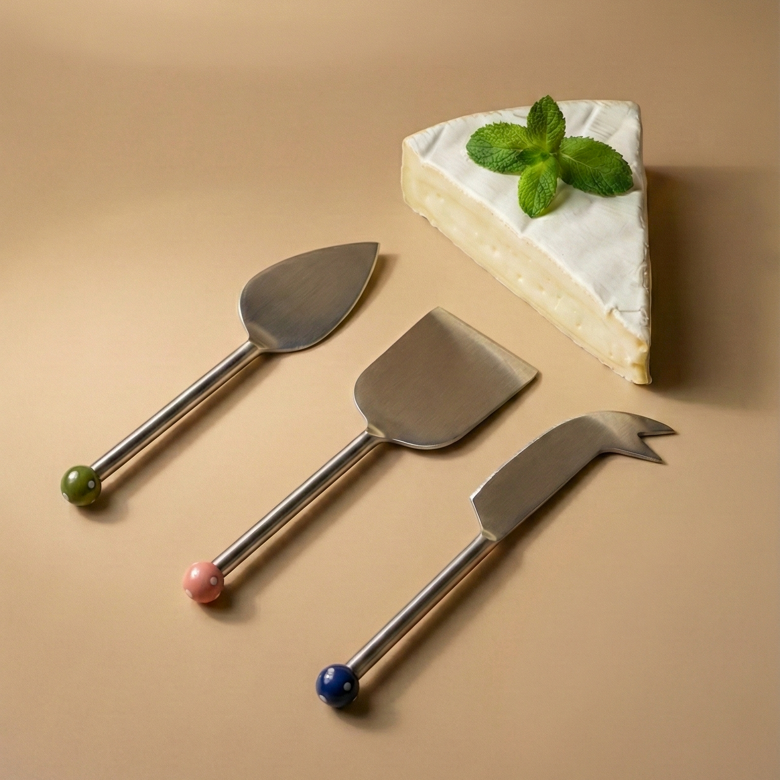 Stainless Steel Cheese Knife Set, (Set of 3)- 6.5 x 2 Inches