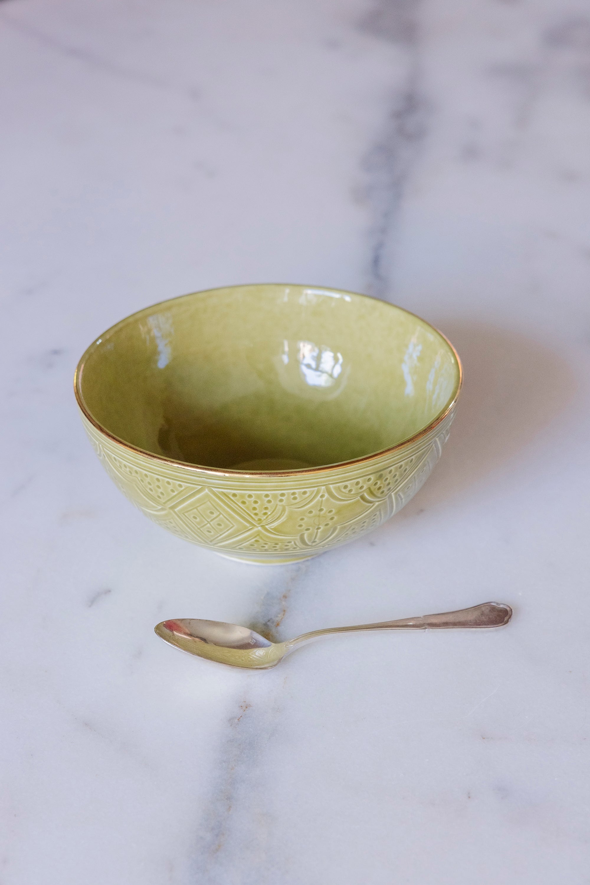 Round Bowl and Salad Bowl - Khaki Gold Imprint