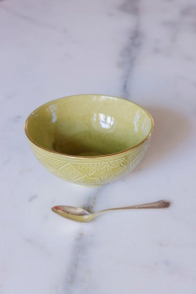 Round Bowl and Salad Bowl - Khaki Gold Imprint