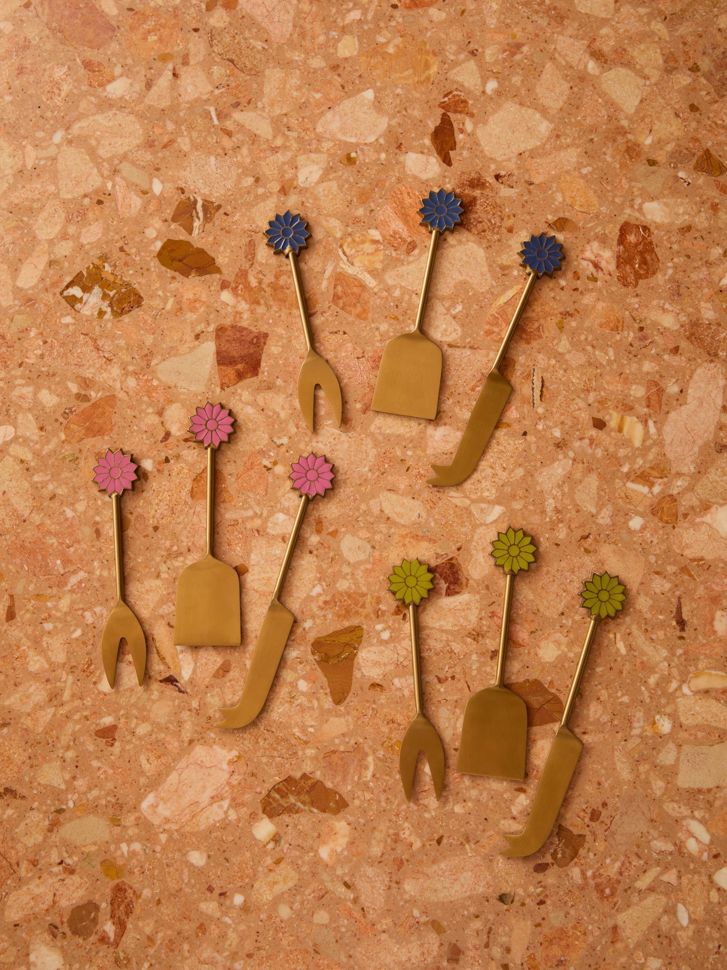 Petal Berry Brass Cheese Knife Set