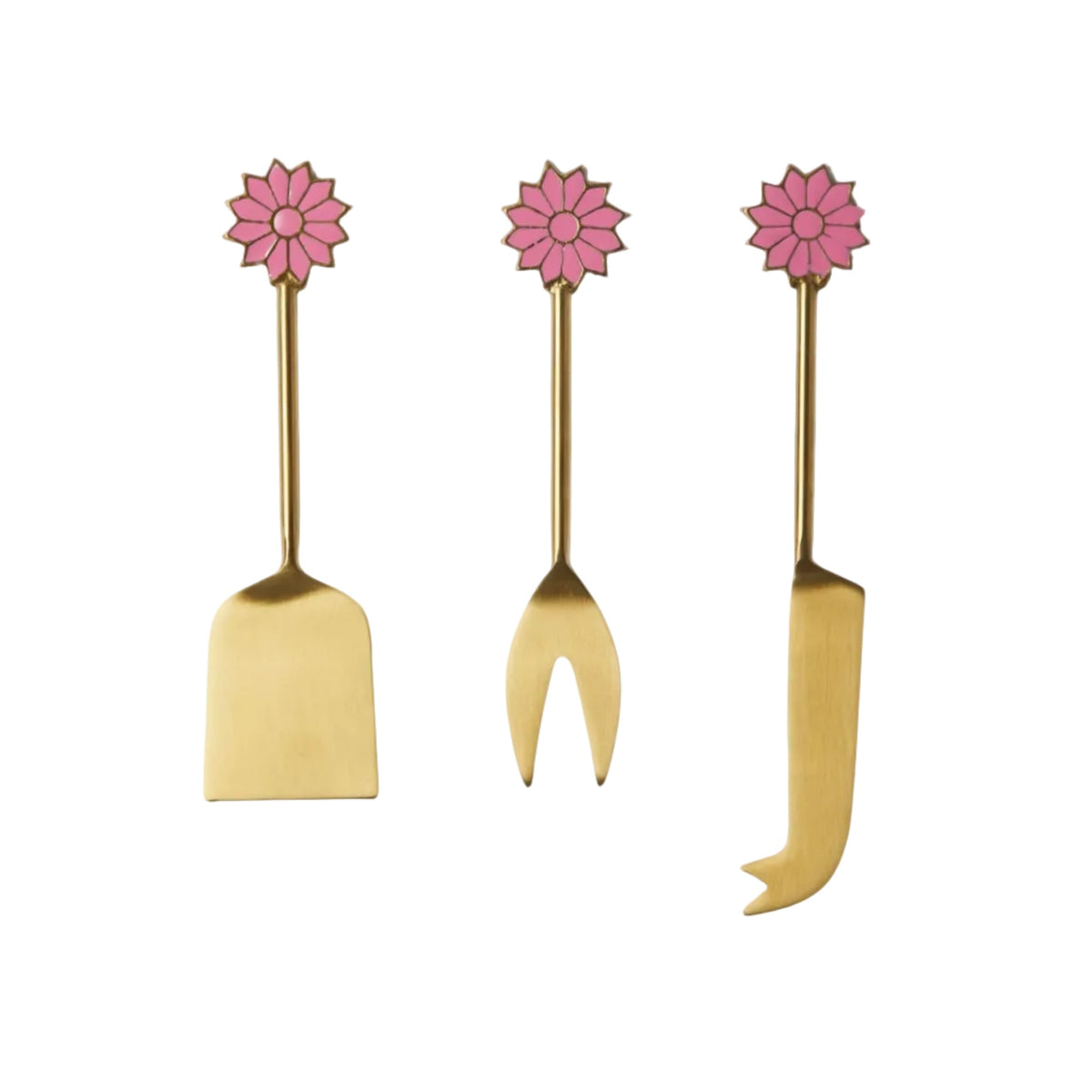 Petal Berry Brass Cheese Knife Set