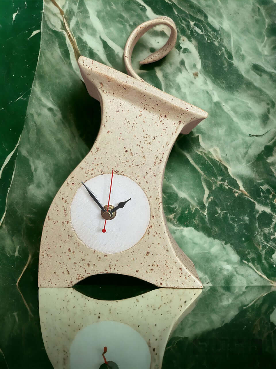 Ceramic Mantel Clock with Open Face - Oatmeal Speckle
