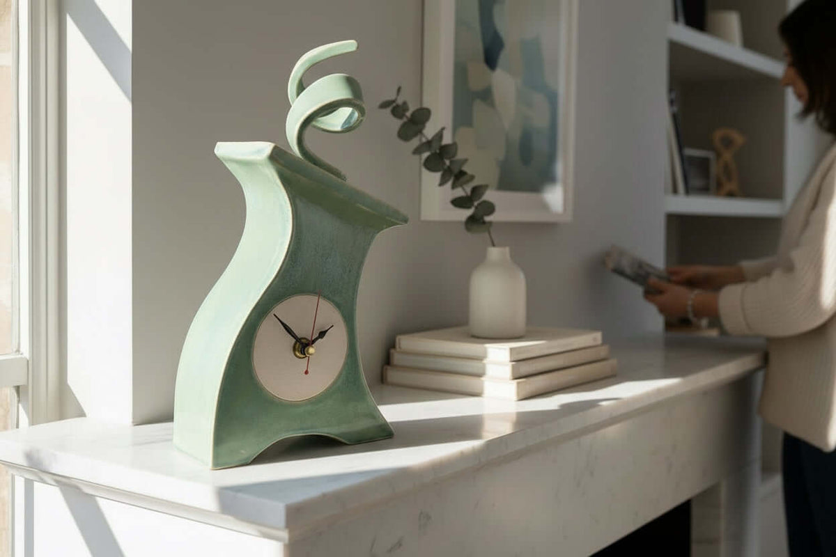 Ceramic Mantel Clock - Cornish Copper