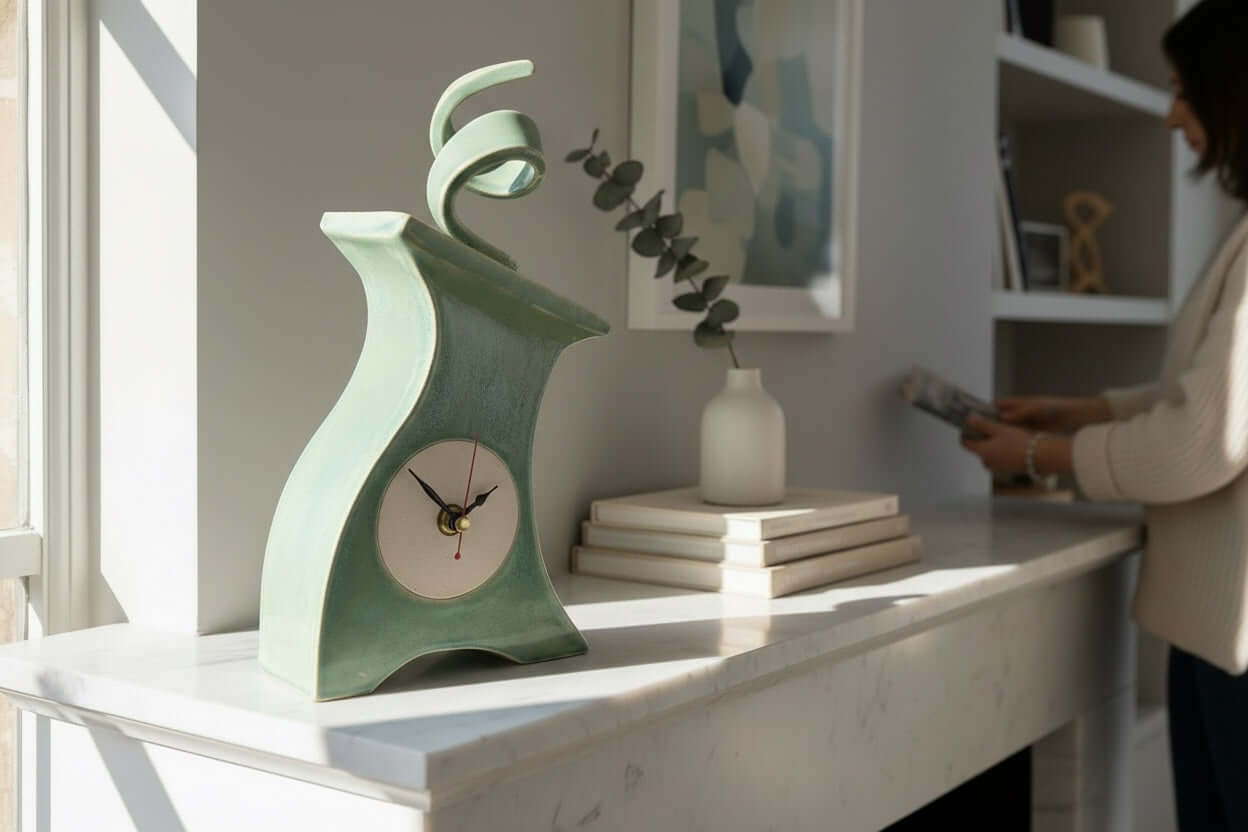 Ceramic Mantel Clock - Cornish Copper